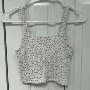 American Eagle XS White Floral Tank Top